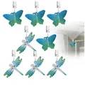 com-four® 8X Tischdeckenbeschwerer - Tischtuchgewichte in Form von Libellen und Schmetterlingen - Tischtuchklammer - jeweils ca. 35g - Tischdeckenklammern (blau + blau)