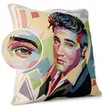 ANRO Kissenbezug Dekokissen Kissen Sofakissen Kissenbezüge Kissenhülle Gobelin Motiv Elvis Presley 45x45cm ohne Füllung