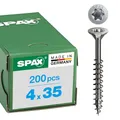 SPAX Universalschraube aus Edelstahl rostfrei A2, 4,0 x 35 mm, 200 Stück, T-STAR plus, Senkkopf, Teilgewinde, 4CUT, 0197000400353