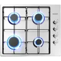 AREBOS 58 cm Gaskochfeld 4 Flammen | Edelstahl Einbaukochfeld | Automatische Zündsicherung | Für Erd- & Propangas | Autark, effizient & energiesp... - Silber