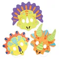 Baker Ross Masken „Dinosaurier“ zum Ausmalen (8 Stück) – Masken mit verschiedenen Dinos für Kinder zum Gestalten und Verkleiden, Weiß