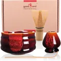 Matcha Tee Set | Teeschale mit Besenhalter, Bambusbesen 120, Matchalöffel | Akai