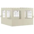 Outsunny Seitenwand 4er Set für 3 x 3 m Pavillon Seitenteile mit 8 Fenster Klettverschluss 302x205 cm Wasserdicht stabil Winterfest Seitenteil Seitenwände für Partyzelt Gartenpavillon Cremeweiß