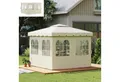 Outsunny Pavillonseitenteil mit 8 Fenster, 302x205 cm, für Pavillonrahmen 3 x 3 m) Partyzelt-Seitenwände, [4-St. Gartenpavillon, für Garten, Terrasse, Cremeweiß