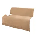 Erwin Müller Sofaüberwurf, Sofaläufer, Sesselschoner beige Größe 100x200 cm - anschmiegsam, temperaturausgleichend, mit Fransen - (weitere Farben, Größen)