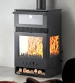 Kaminofen mit Backfach Panoramakamin 3 Scheiben 12,8 KW TKS 15 Holz Ofen