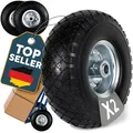 FROSAL 2x Vollgummireifen 260mm (3.00-4) pannensicher – Ersatzrad für Bollerwagen & Sackkarre – PU Rad mit Stahlfelge silber & Kugellager, 20mm Achse – wartungsfrei