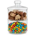 Bonboniere Glas mit Deckel – Vorratsglas 2-stöckig stapelbar – Glasbehälter für Süßigkeiten, Kekse, Pralinen, Snacks – Aufbewahrungsglas... - Transparent