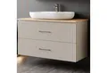 Karen Waschtisch-Set Waschtisch mit Unterschrank Liana, (Komplett-Set, Standartmäßig 2-Teilig (Unterschrank, Waschbecken), 3-St., Der Lieferumfang umfasst Unterschrank, Konsole und Waschbecken), Pastellfarben, Riffeloptik, Bügelgriffe, Softclose
