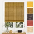 Victoria M. Bambus Raffrollo Sonnenschutz Sichtschutz Rollo Seitenzugrollo, für Fenster und Türen, Blickdicht, 120 x 130 cm, Braun