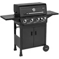 TAINO Gasgrill BRANDO, 4 Brenner Gasgrill, Seitenkocher, Hauptbrenner Edelstahl, Thermometer schwarz 124,5 cm x 109 cm x 52 cm