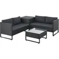Juskys Polyrattan Lounge Santorini Schwarz Grau