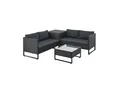 Juskys Polyrattan Lounge Santorini - Outdoor Sitzecke mit Beistelltisch & Auflagenbox - Schwarz