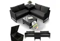 Juskys Gartenlounge-Set Santorini, (4-tlg), Polyrattan Sitzgruppe mit Beistelltisch & Auflagenbox, wetterfest