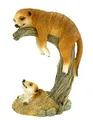 Kremers Schatzkiste Erdmännchen Mama + Kind auf AST Gartenfigur Polyresin 24 cm gartenfigur-en groß Gross Figur-en skulptur-en für den Tier-Figur-en deko-Ration Mama mit Kind Familie wetterfest