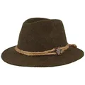 Breiter Original Herren Trachtenhut, Filzhut, Wanderhut Tiroler-Art, 100% Wolle, Hanfkordel, Edelweiß & schmaler Krempe Olive 57