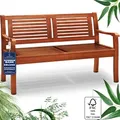CASARIA® Gartenbank Wetterfest Holz FSC®-zertifiziert 320kg Belastbar 2-Sitzer Armlehne Rückenlehne 120x56cm Garten Balkon Holzbank Eukalyptus B...