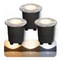 SSC-LUXon 3er Set MARNE LED Bodeneinbauleuchte dimmbar für Aussen IP67 - mit LED GU10 dim 7W warmweiß - runder Bodenstrahler gebürstet