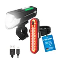 Fahrradbeleuchtung FISCHER Akku Leuchte LED USB 80 Lux Bremslicht Stableuchte
