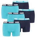 PUMA 6 er Pack Boxer Boxershorts Men Herren Unterhose Pant Unterwäsche, Farbe:796 - Aqua/Blue, Bekleidungsgröße:L