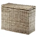 Kobolo Wäschesortierer Wäschesammler - 3 Fächer - Rattan Kubu grau - mit Textilinnenfutter - Sortierer Wäschesack Laundry bin basket Home Room - Braun