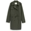TOM TAILOR Damen Trenchcoat aus wasserabweisendem Material, grün, Uni, Gr. S