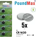 5 x CR1620 PoundMax Knopfbatterie CR 1620 Lithium 3 Volt 850 mAh 5er-Blister