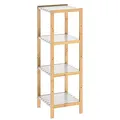 Casaria® Badezimmer Regal Bambus Holz 4 Ablagen Belastbarkeit 40kg Küche Wohnzimmer Bad Diele Standregal Holzregal Badregal 110x33cm Schmal Braun-Weiß