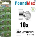 10x AG6 PoundMax Alkaline Knopfzelle/Uhren SR920SW, LR920, LR69, SR 920 1,5V