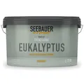 SEEBAUER diy Trendfarbe Hellgrün 2,5L (No. T10 Eukalyptus) für den Innenbereich - Edelmatte Wandfarbe Grün - Hochdeckende Innenfarbe in Profi-Qualität