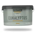 SEEBAUER diy Trendfarbe Hellgrün 2,5L (No. T10 Eukalyptus) für den Innenbereich - Edelmatte Wandfarbe Grün - Hochdeckende Innenfarbe in Profi-Qualität