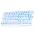 GravaStar Mercury K1 75% Gaming Tastatur, Mechanische Tastatur aus Aluminiumlegierung, Gasket Mount Hot-Swap, Lineare Schalter, RGB, Kabellos für Gaming, Büro & Geschenk - Eisblau