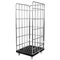 STIER Rollbehälter, 3-seitig, galvanisch verzinkt, mit Kunststoff-Rollplatte, LxBxH 815x724x1630 mm, Nutzhöhe 1450 mm, Möbelroller, Gitterbox, G...