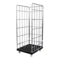 STIER Rollbehälter 3-seitig, galvanisch verzinkt, Kunststoff-Rollplatte, LxBxH 815x724x1630 mm
