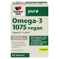 Doppelherz pure Omega-3 1075 vegan - Algenöl + Leinöl - Alpha-Linolensäure trägt zum Erhalt eines normalen Cholesterinspiegels bei - 80 Kapseln