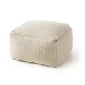 benuta Pure Woll-Pouf, Weiß, Textil, Beton Optik, Freiform, 55x30x55 cm, Care & Fair, Handmade in India, Wohnzimmer, Hocker, Poufs