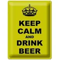 Femer GmbH Metallschild Spruch 30x40cm keep calm and drink beer, (1 St), gewölbte Oberfläche, abgerundete Ecken, umgeschlagene Kanten
