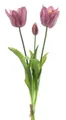 mucplants künstliche offene Tulpen 48cm Open Tulpenbündel mit 2 Tulpen und 1 Tulpenknospe real Touch (Lila)