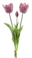 Künstliche offene Tulpen 48cm Open Tulpenbündel mit 2 Tulpen und 1 Knospe Lila