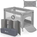 Lionelo Stefi Baby Kinderbett, Reisebett ab Geburt bis 15 kg, Seiteneingang, Sicherungssystem LockGuard, Blockade der Räder, Tragetasche, zusammenklappbar