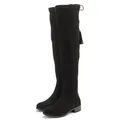 LASCANA Stiefel, Langschaftstiefel, Overkneestiefel mit elastischem Weitschaft und raffiniertem Flechtdetail schwarz 36