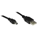 Alcasa USB A - USB mini B, m - m, 3m USB Kabel USB 2.0 Mini-USB B Schwarz, Metallisch