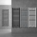 ECD Germany Badheizkörper Mittelanschluss 600 x 1500 mm Weiß gerade mit Thermostat und Anschlussgarnitur Eck Wand Weiß - Heizkörper Heizung Handtuchwärmer Handtuchtrockner Handtuchheizkörper