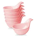 Flexzion Keramik-Dip-Schalen, kleine Schalen zum Dippen mit Griff, Gewürzbecher, Sojasaucenschale, Porzellan-Ramekins, Soßenhalter, Behälter für kleine Beilagen, Dips - 89 ml, 6 Stück, Rosa