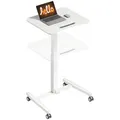 Laptoptisch Höhenverstellbar Pneumatisch mit Rollen, Neigbarer Tischplatte, Weiß