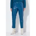 Ulla Popken Schlupfhose 7/8-Hose Lederoptik Biesen Elastikbund blau 54
