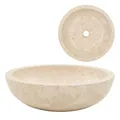 vidaXL Waschbecken Aufsatzwaschbecken Waschtisch Waschplatz Handwaschbecken Waschschale Aufsatzbecken Becken Badezimmer 40x12cm Marmor Creme Naturstein