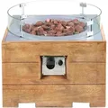 intergrill Gasfeuerstelle TM19025 Fire Pit Feuertisch für Garten mit Lavasteinen und Glas Holzoptik Palettenmöbel 59 x 58,5 x 38,8cm