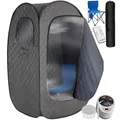 tectake® tragbare Dampfsauna für Zuhause mit 15 Temperaturmodi und Timer, Sauna Zelt für Zuhause, Zeltsauna mit Ofen/Dampfgenerator, Mini Sauna, Wellness für Zuhause, Heimsauna - grau