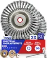GARLAVIE 2X Profi Unkrautbürste Freischneider mit 25,4mm Bohrung - Hochwertige Wildkrautbürste für Motorsense - Drahtbürste Freischneider für effektive Moosentfernung
